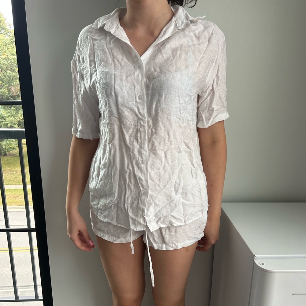SHEIN two piece white cover up set